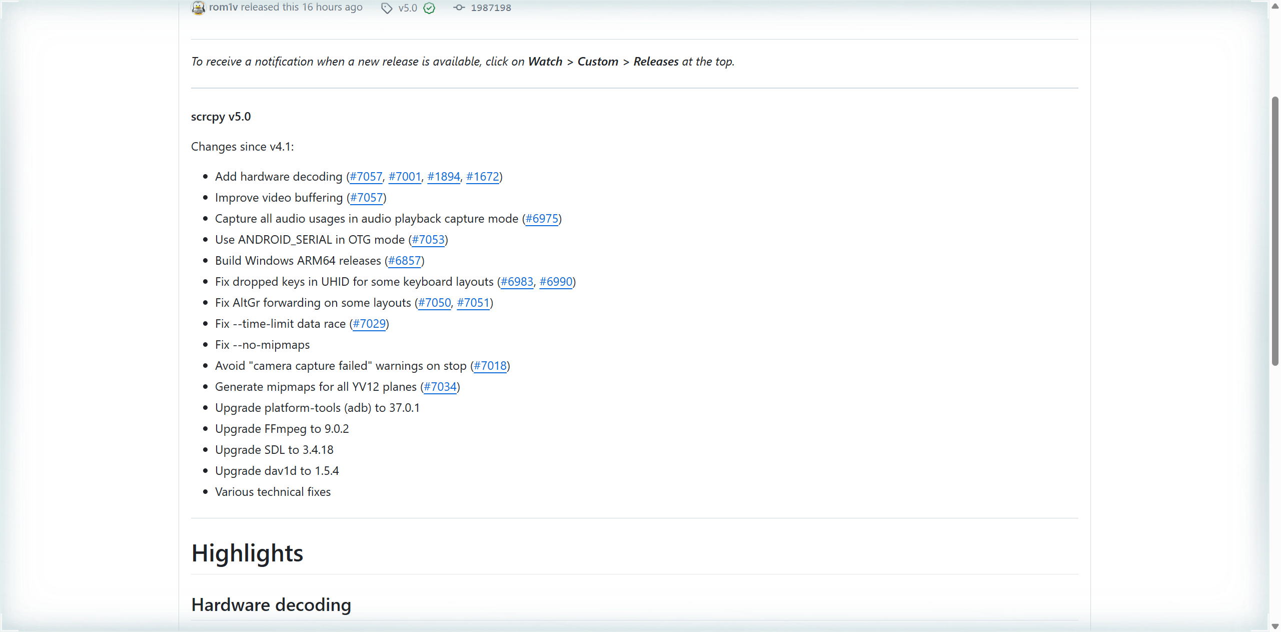 v5.0 的完整更新列表,发布于 16 小时前